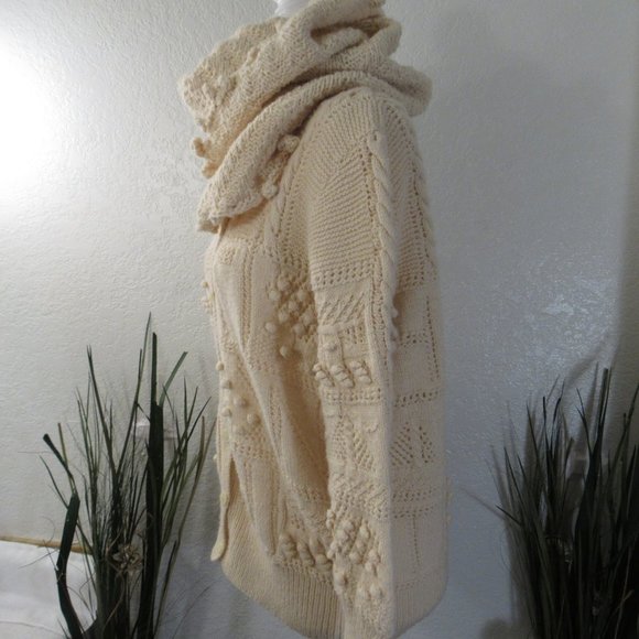Hand Knit Button Front Cardigan & Infinity Scarf - Picture 2 of 8